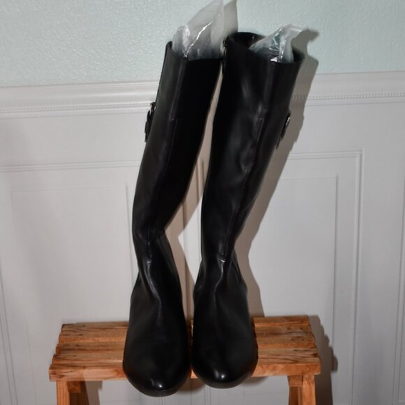 Easy Spirit Shoes - Easy Spirit Women's Black Leather Tall Boots Shoes Size 10 Wide